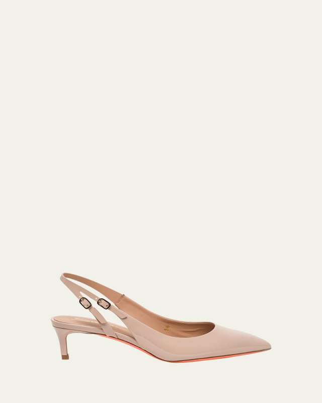 Audrey Patent Kitten Slingback Pumps